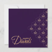 Paars en Roos goud ornament Happy Diwali Kaart (Voorkant)
