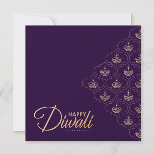 Paars en Roos goud ornament Happy Diwali Kaart (Voorkant)