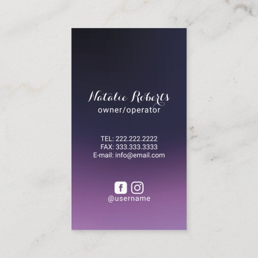 Paars en Roos - goudflesfles Visitekaartje (Achterkant)