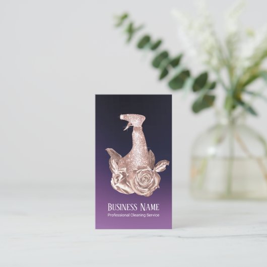 Paars en Roos - goudflesfles Visitekaartje (Staand voorkant)