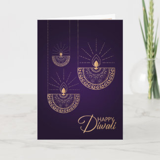 Paars en Roos ornament Happy Diwali Kaart