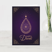 Paars en Roos ornament Happy Diwali Kaart (Voorkant)
