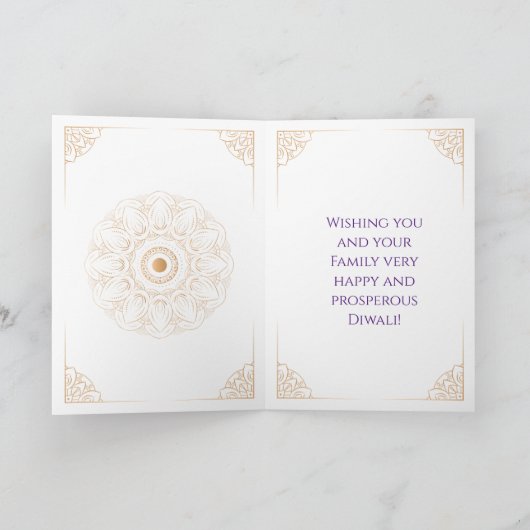 Paars en Roos ornament Happy Diwali Kaart (Binnen)
