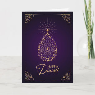 Paars en Roos ornament Happy Diwali Kaart