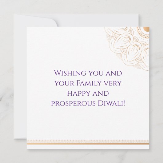 Paars en Roos ornament Happy Diwali Kaart (Achterkant)