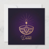 Paars en Roos ornament Happy Diwali Kaart (Voorkant)