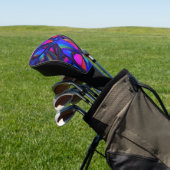 Paars en roze Abstract Golfheadcover (Insitu)