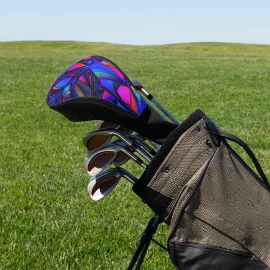 Paars en roze Abstract Golfheadcover (Insitu)