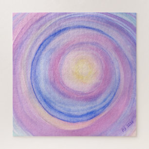 Paars en Roze Abstract Schilderij Puzzel