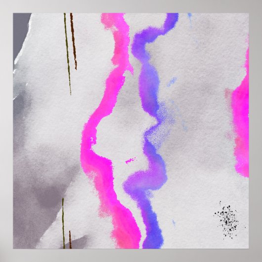Paars En Roze Aquarel Abstract Poster (Voorkant)