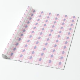 Paars en roze Baby Elephant Wrapping Paper Cadeaupapier
