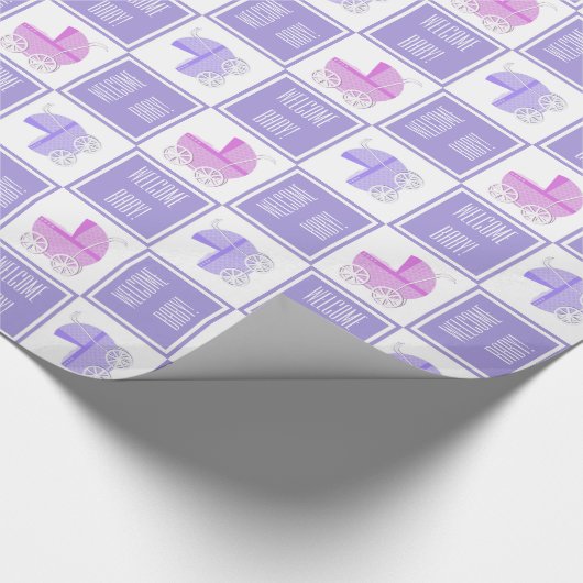  Paars- en roze Baby-stapelpapier Cadeaupapier (Hoek)