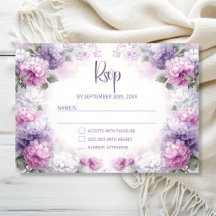 Paars en Roze Bloem Bruiloft RSVP