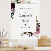 Paars en roze bloemige bruiloft Welcome Bord Poster (Keuken)