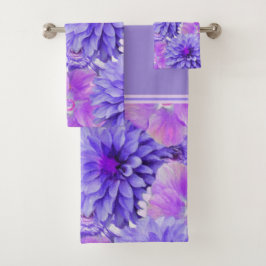 Paars en Roze Bloemmotief Bad Handdoek