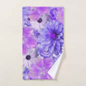 Paars en Roze Bloemmotief Bad Handdoek (Handdoek)