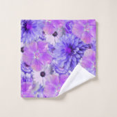 Paars en Roze Bloemmotief Bad Handdoek (Wasdoekje)