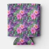 Paars en roze botanisch floraalpatroon blikjeskoeler (Voorkant)