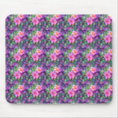 Paars en roze botanisch floraalpatroon muismat (Voorkant)