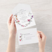  Paars en roze bruiddodenweddenschap All In One Uitnodiging (Afscheurbaar)