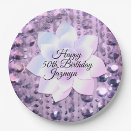 Paars en roze elegant en bekleed papieren bordje