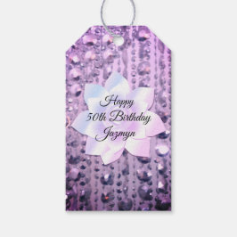 Paars en roze elegant gebrand cadeaulabel