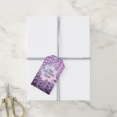 Paars en roze elegant gebrand cadeaulabel (Met Touw)