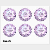 Paars en roze elegant gebrand ronde sticker (Vel)