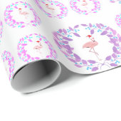  Paars en roze Flamingo Kalikimaka Kerstmis Cadeaupapier (Rol Hoek)