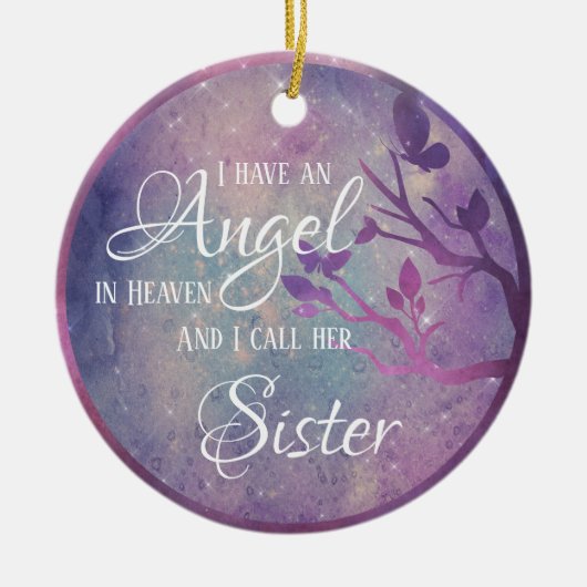 Paars en Roze Galaxy Gepersonaliseerde Memorial Ce Keramisch Ornament (Voorkant)