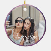 Paars en Roze Galaxy Gepersonaliseerde Memorial Ce Keramisch Ornament (Achterkant)