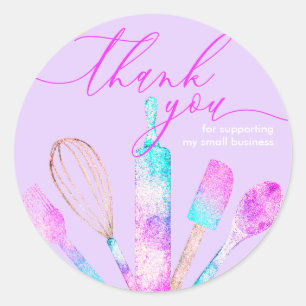 Paars en Roze Gebak chef bakkerij bedankt Ronde Sticker