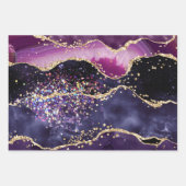 Paars en roze Glitter Agate en Gold Faux Inpakpapier Vel (Voorkant 2)