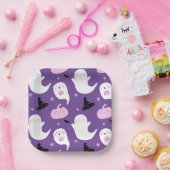 Paars en roze halloween Birthday Papieren Bordje (Feest)