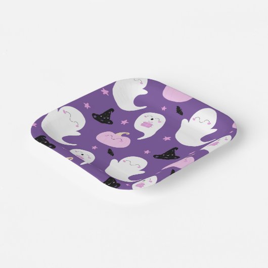 Paars en roze halloween Birthday Papieren Bordje (Gebogen)