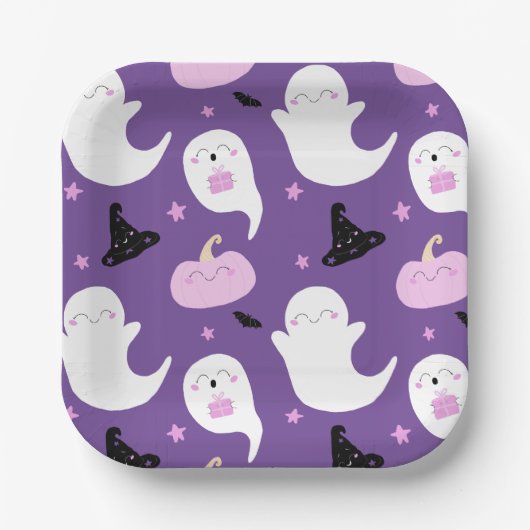 Paars en roze halloween Birthday Papieren Bordje (Voorkant)
