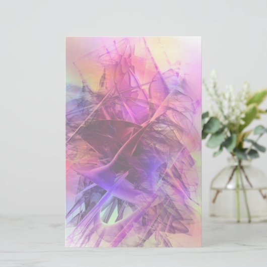 Paars en Roze Modern Abstract Fractal Design Briefpapier (Staand voorkant)