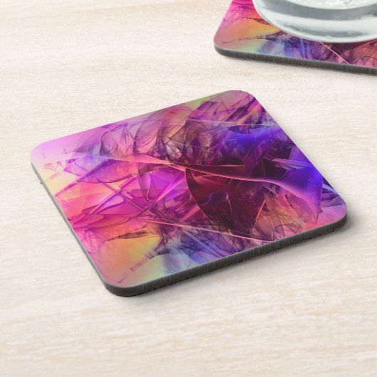 Paars en Roze Modern Abstract Fractal Design Onderzetter (Linkerzijde)