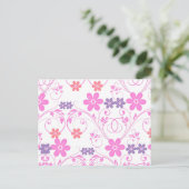 Paars en roze Modern Floral Briefkaart (Staand voorkant)
