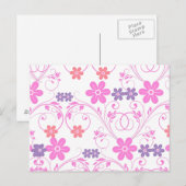 Paars en roze Modern Floral Briefkaart (Voorkant / Achterkant)