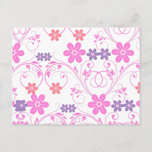 Paars en roze Modern Floral Briefkaart