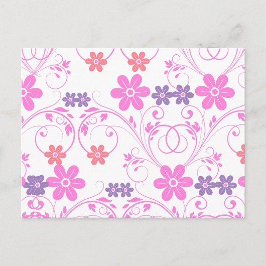 Paars en roze Modern Floral Briefkaart (Voorkant)
