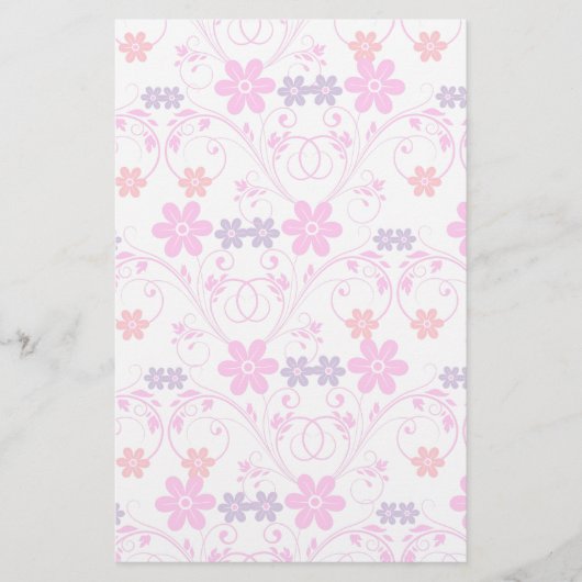 Paars en roze Modern Floral Briefpapier (Voorkant)