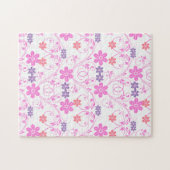 Paars en roze Modern Floral Legpuzzel (Horizontaal)