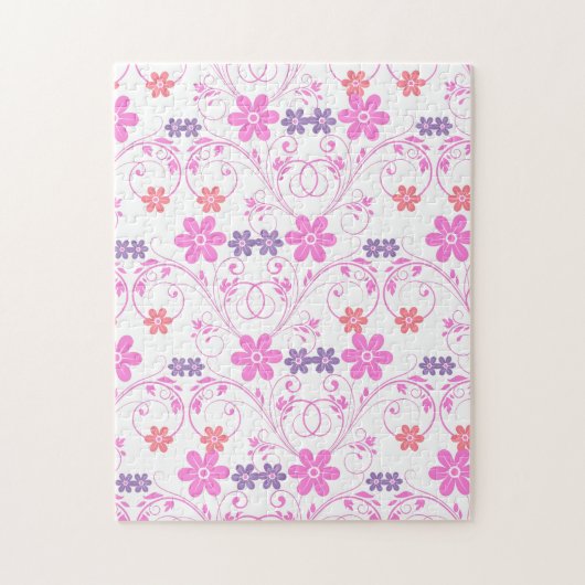 Paars en roze Modern Floral Legpuzzel (Verticaal)