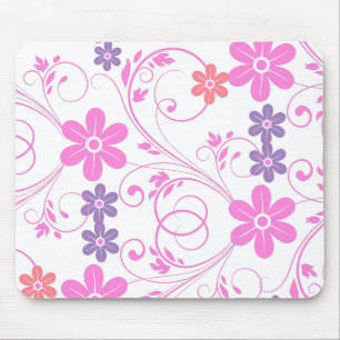 Paars en roze Modern Floral Muismat