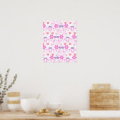 Paars en roze Modern Floral Poster (Keuken)