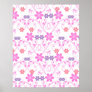 Paars en roze Modern Floral Poster