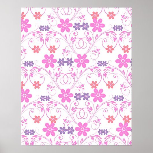 Paars en roze Modern Floral Poster (Voorkant)