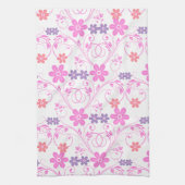 Paars en roze Modern Floral Theedoek (Verticaal)